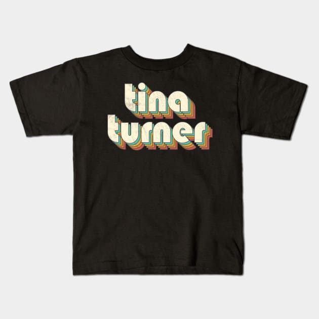 Retro Vintage Rainbow Tina Letters Distressed Style Kids T-Shirt by Cables Skull Design